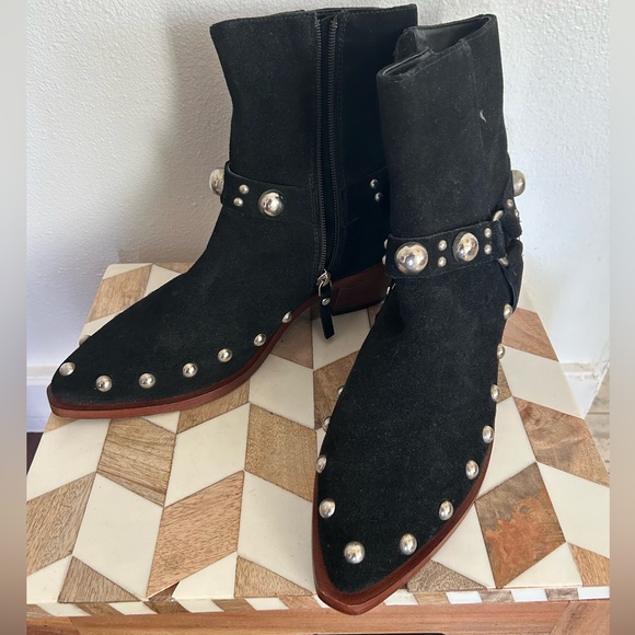 Free People Black Studded Ankle Boots - Picture 2 of 10